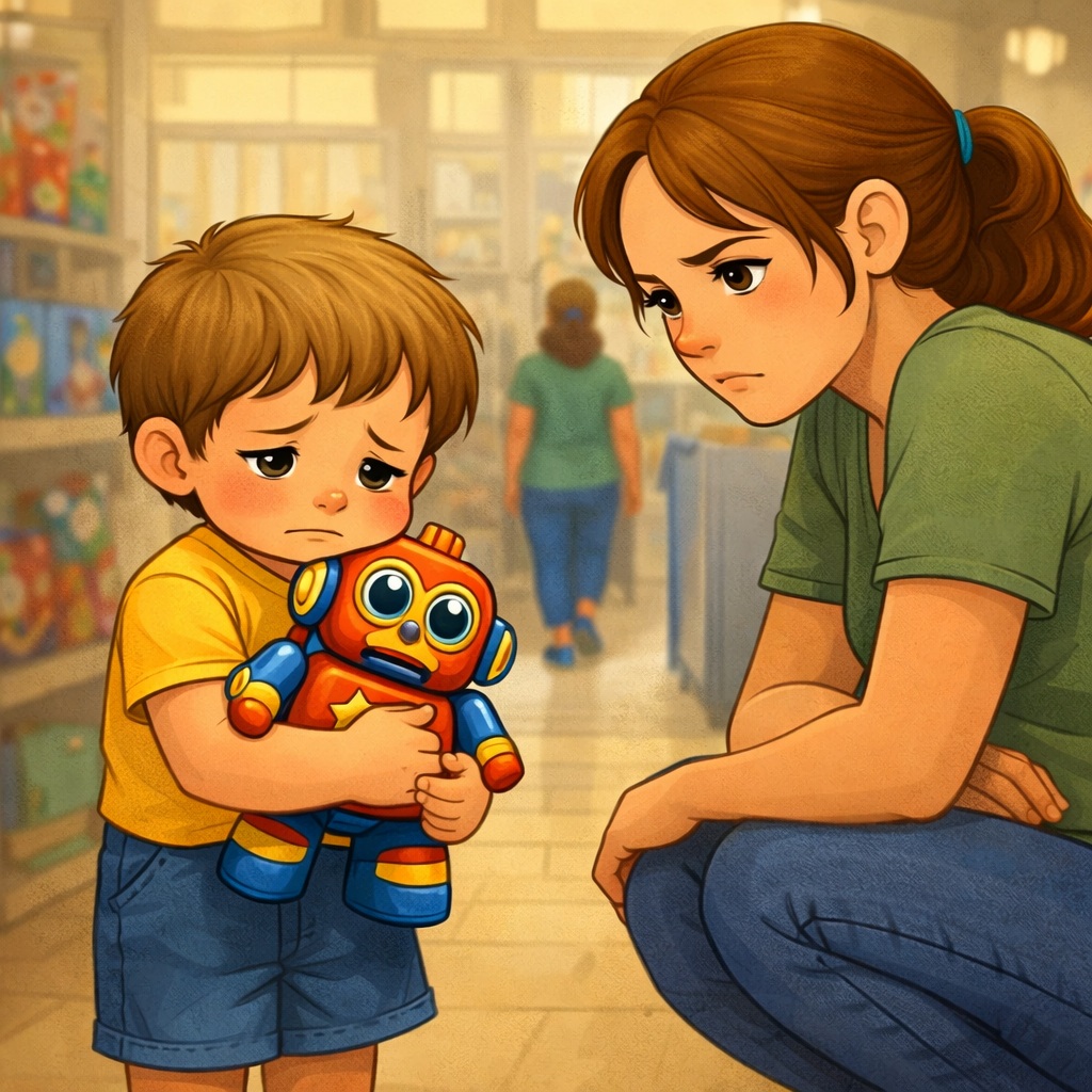 The Little Boy and Big Emotions in the Shop